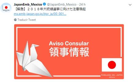 Emiten recomendaciones para japoneses en México ante elecciones