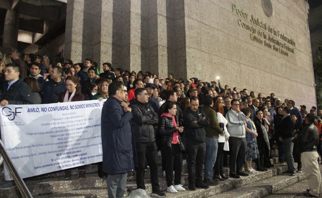 Integrantes de la Asociación Nacional de Magistrados de circuito y jueces de distrito del poder judicial de la federación se sumaron al paro de labores en protesta por la ley de modificación al Poder Judicial. Fotos: Francisco Rodríguez