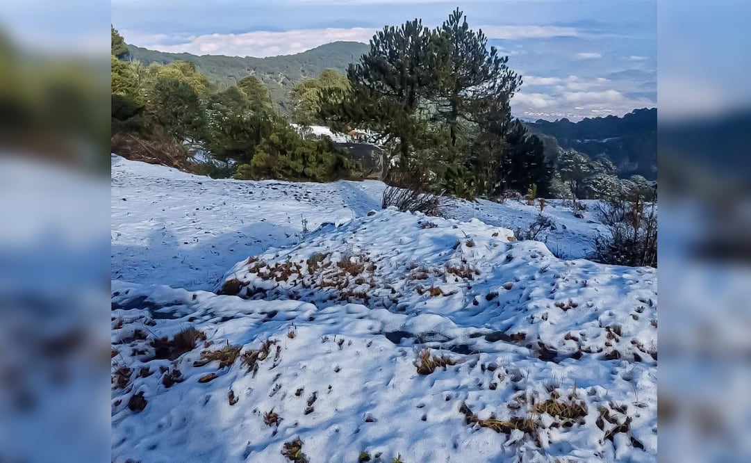 Las bajas temperaturas provocan caída de nieve en Jocotitlán y Nevado de Toluca.
Foto: Especial.