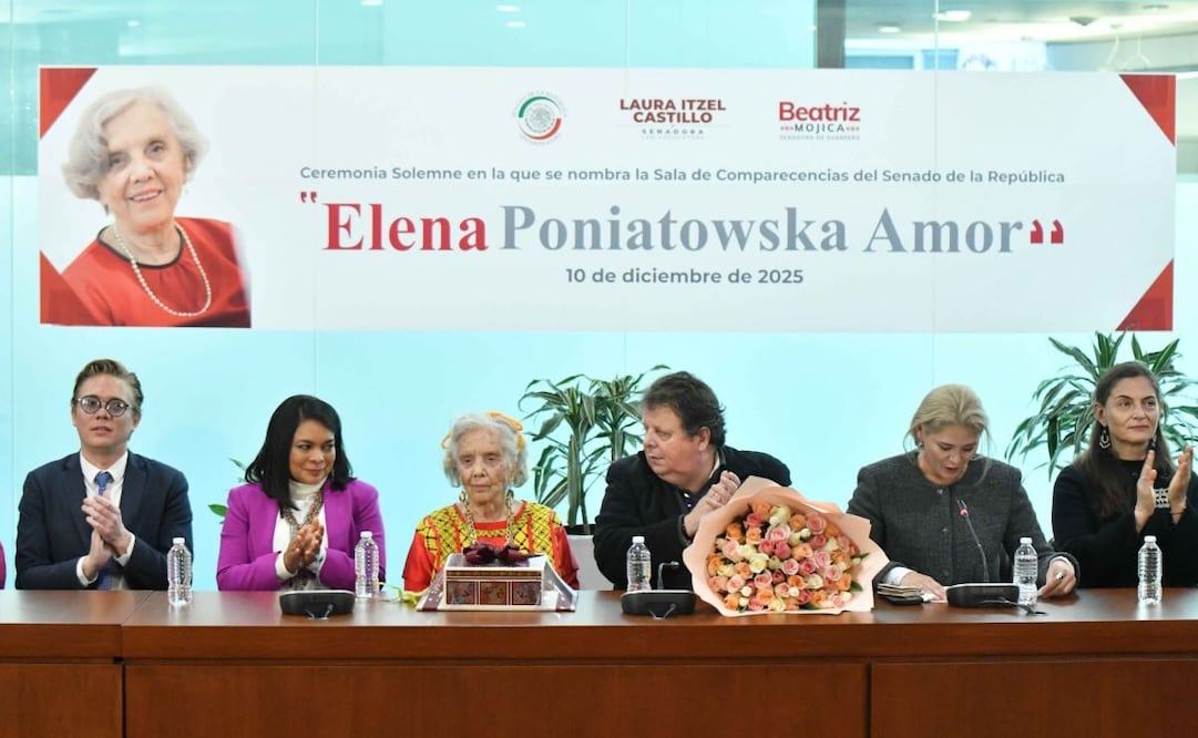 Elena Poniatowska durante la inauguración de la sala de Comparecencias "Elena Poniatowska Amor" del Senado de la República este miércoles 10 de diciembre de 2025. Foto: Mario Jasso/ Cuartoscuro
