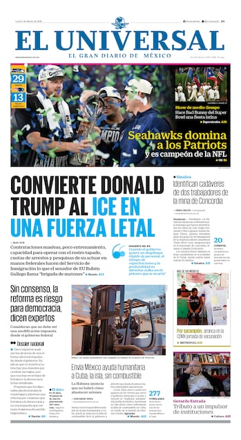 Portada impresa del 9 de febrero de 2026