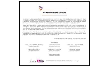 IEEM llama a partidos políticos a no recurrir a la violencia en Edomex