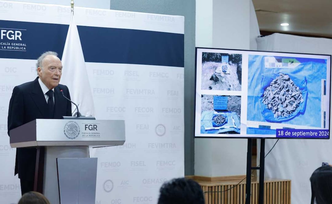 Alejandro Gertz Manero, titular de la FGR en conferencia este 29 de abril del 2025. Foto: Diego Simón / EL UNIVERSAL