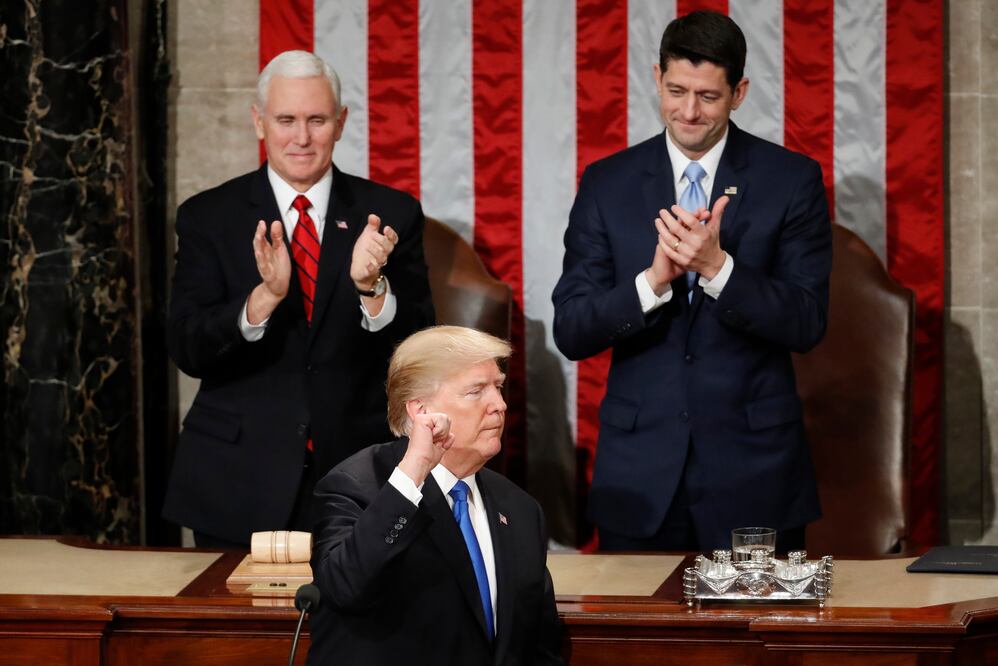 El presidente estadounidense Donald Trump pronuncia su discurso sobre el Estado de la Unión ante el Congreso, en Washington (Foto: APEFE)