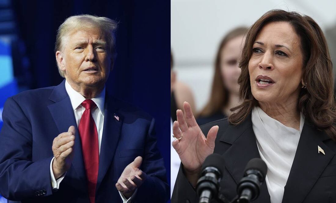 Los candidatos a las elecciones presidenciales del 5 de noviembre, Donald Trump y Kamala Harris, preparan para el debate presidencial. Foto: EFE