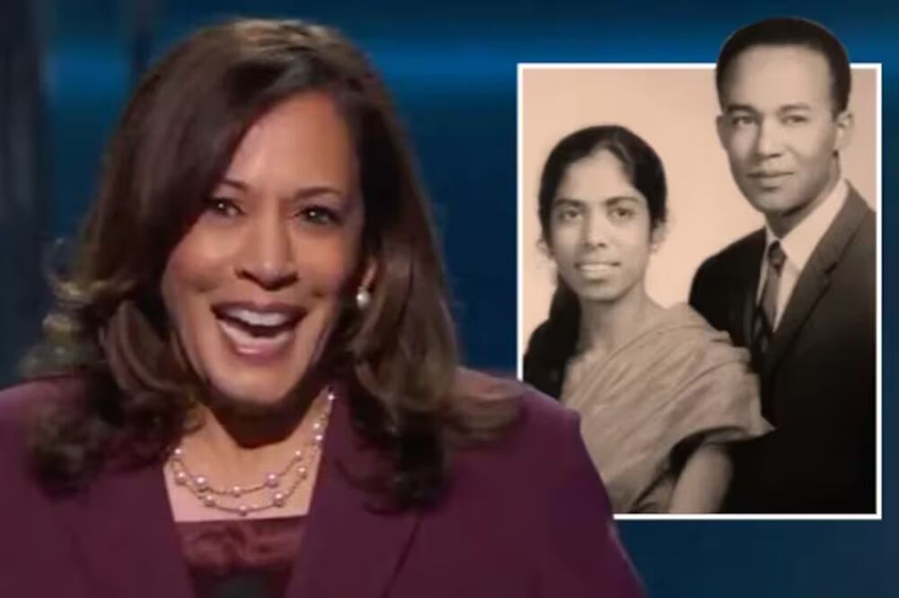Kamala Harris y sus pades, Shyamala Gopalan y Donald Harris, ambos inmigrantes. FOTO: CAMPAÑA DE KAMALA HARRIS