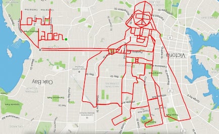 Ciclista traza ruta turística en forma de Darth Vader
