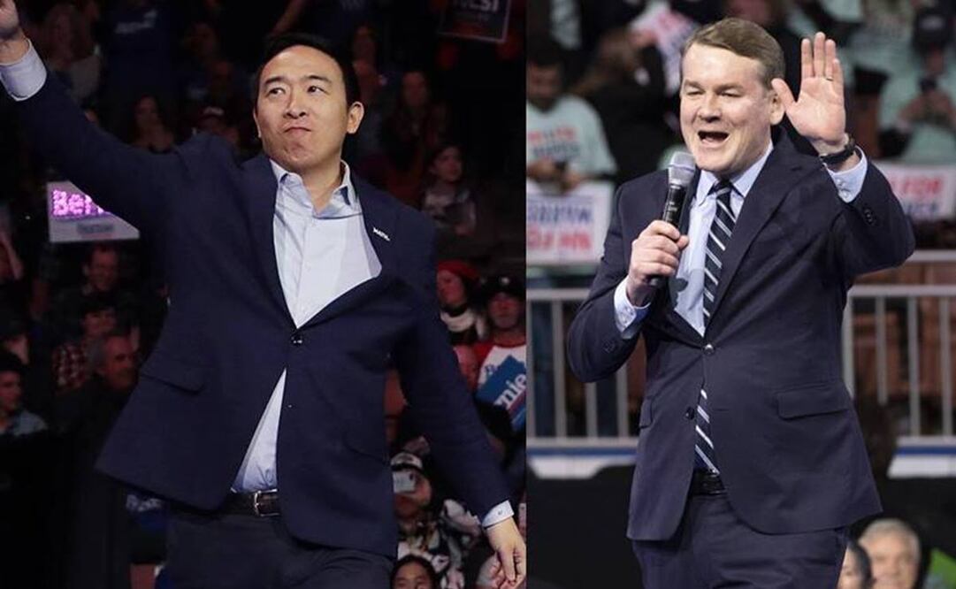 Andrew Yang y Michael Bennet. Foto: AP y AFP 