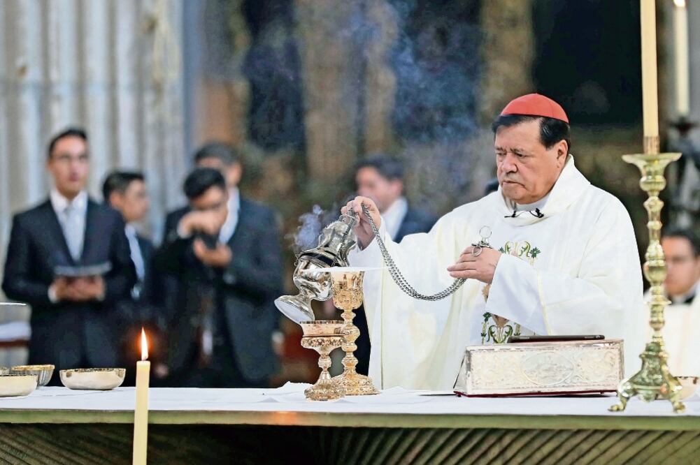Norberto Rivera ayer en misa. La arquidiocesis que encabeza demandó poner en marcha el sistema anticorrupción (EL UNIVERSAL)
