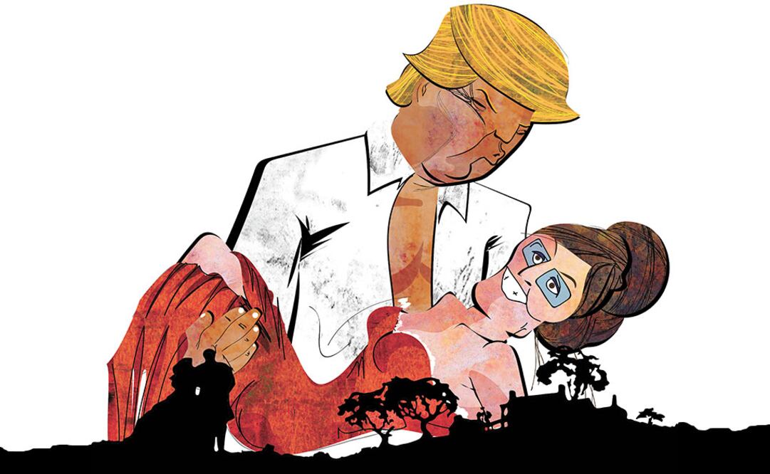 Sarah Palin, ex gobernadora de Alaska, vuelve al escenario de las campañas electorales, tras anunciar su respaldo a Donald Trump (ILUSTRACIÓN: CARLOS RIVAHERRERA)