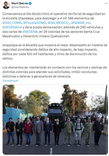 Operativo territorial en Iztapalapa. Foto: Especial