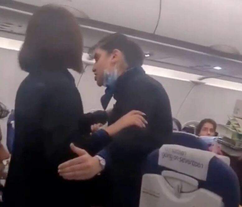 El pleito ocurrió en un vuelo de Estambul a Delhi el 16 de diciembre pasado. Foto: Tomada de video
