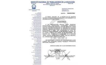 Sección 22 realizará "reunión popular" en Oaxaca 