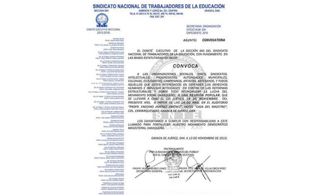 Sección 22 realizará "reunión popular" en Oaxaca 