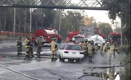 Bomberos controlan fuga en pipa de gas en Ticomán
