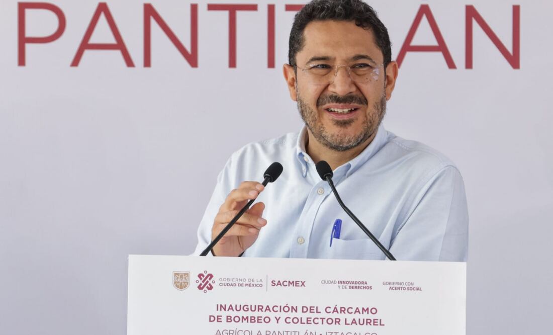 El jefe de Gobierno de la Ciudad de México, Martí Batres inauguró el Cárcamo de Bombeo y Colector Laurel en la colonia Agrícola Pantitlán, en la alcaldía Iztacalco. Foto: Especial