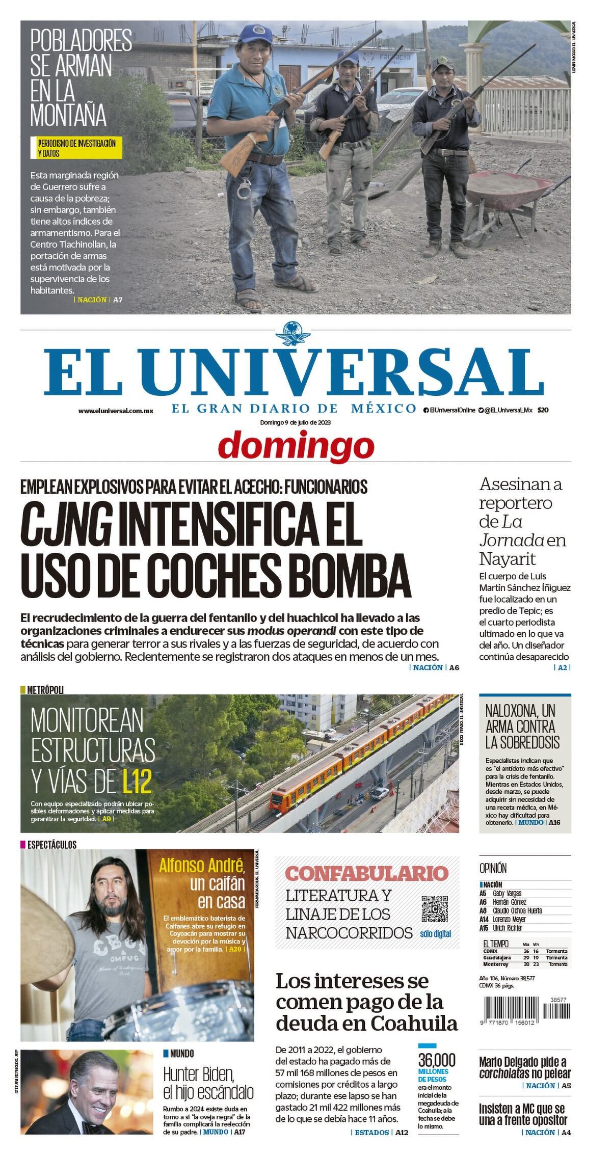 Portada impresa del 08 de julio de 2023