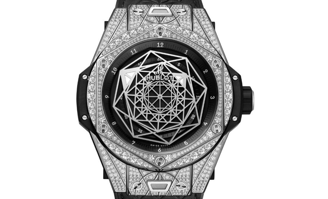 El modelo Big Bang Sang Bleu Titanium Pavé diseñado por el tatuador suizo Maxime Büchi para Hublot.