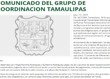 Two arrested in Reynosa for allegedly building cartel radio system