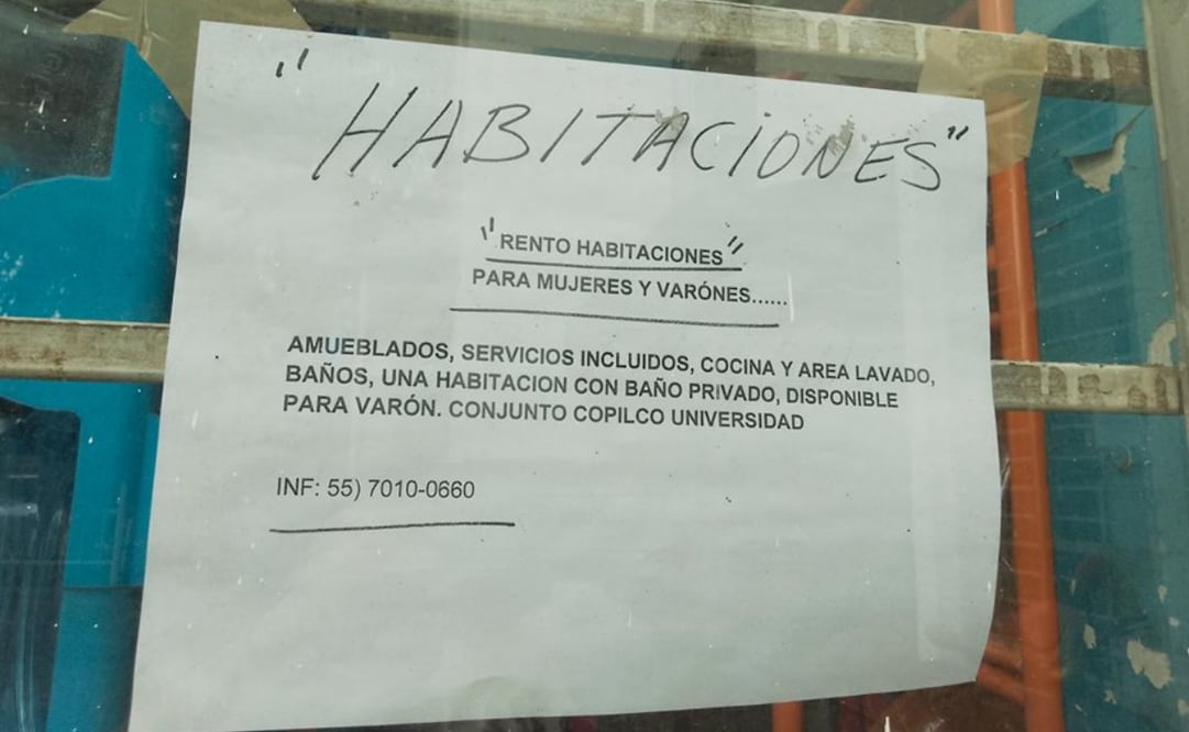 En diversas colonias cercanas a la UNAM se observan anuncios que ofertan habitaciones para estudiantes. Foto: Jessica López