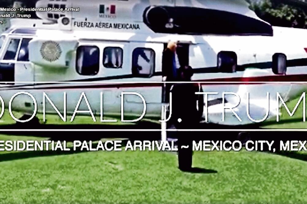 En su cuenta de Twitter, el candidato republicano difundió una fotografía en la que se le ve descendiendo de un helicóptero, previo a su encuentro con el presidente EPN (JORGE RAMOS)