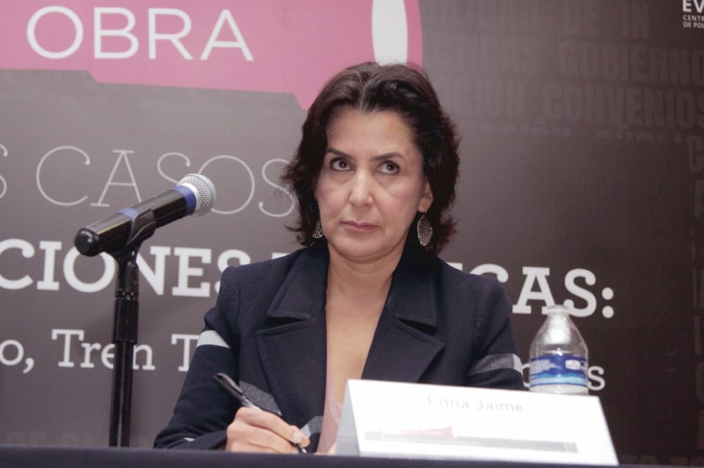 Sobreprecios en proyectos.Edna Jaime dijo que el NAIM ha tenido un monto mayor en 68%, pues costaría 168 mil 880 millones de pesos y va en 285 mil millones de pesos. Foto: CARLOS MEJÍA. EL UNIVERSAL
