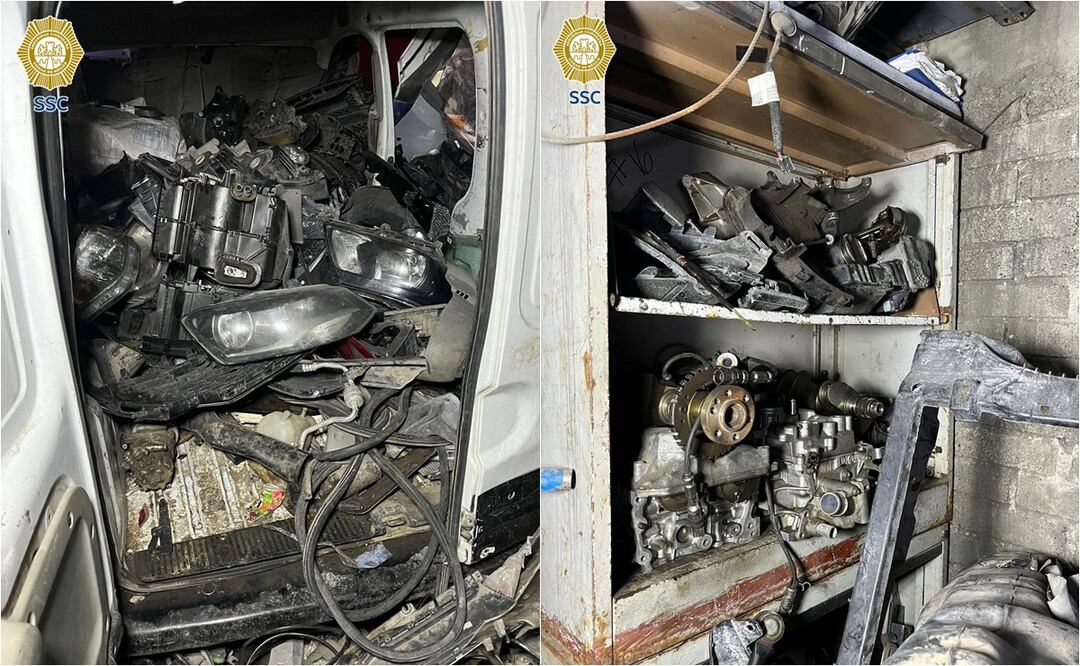 Aseguran 130 toneladas de autopartes y vehículo robado en Iztapalapa. Foto: Especial