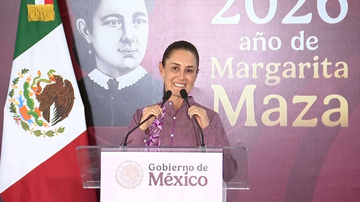 La presidenta de México, Claudia Sheinbaum, en Hidalgo, durante la entrega de programas de bienestar. Foto: Captura de pantalla X @Claudiashein