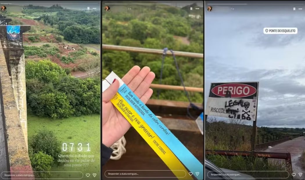 Últimas publicaciones de Maria Eduarda, en las inmediaciones del sitio de bungee jumping. Foto: G1