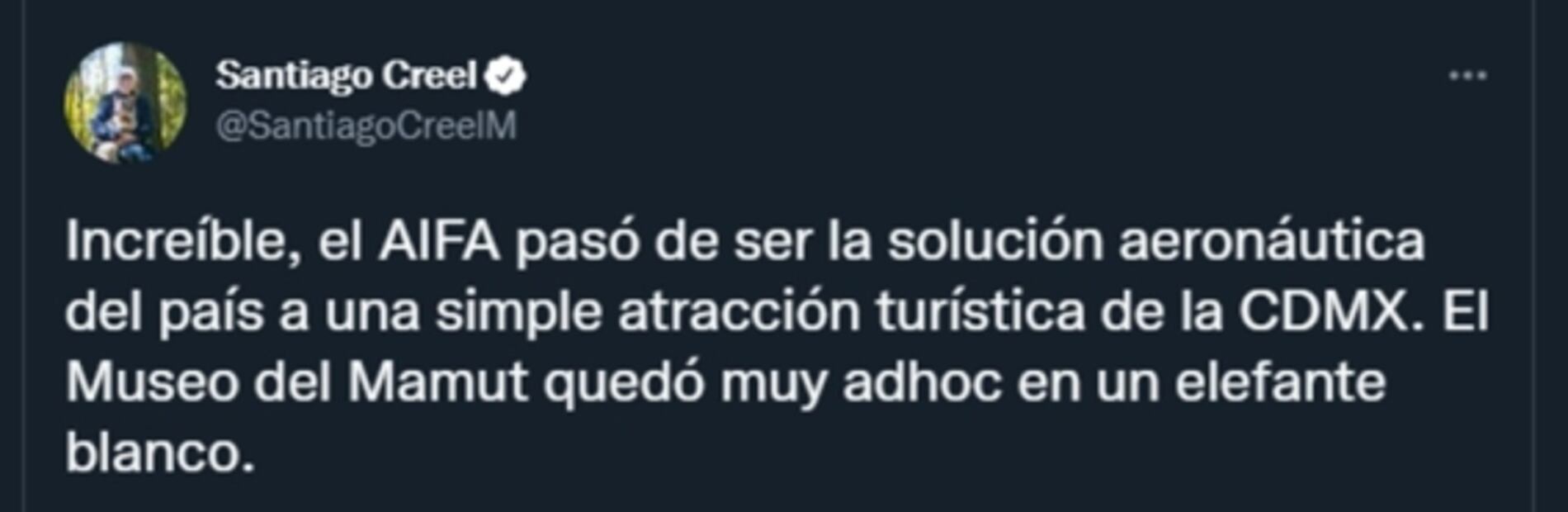 Santiago Creel critica el AIFA; dice que pasó de solución aeronáutica a atracción turística