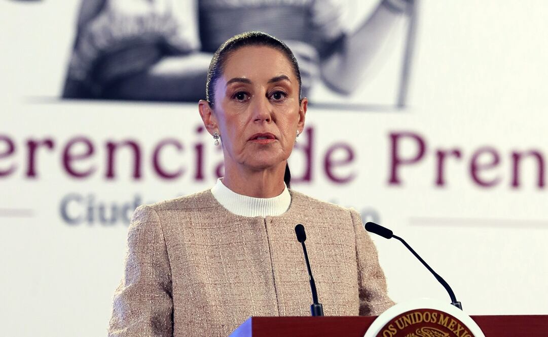 La presidenta de México, Claudia Sheinbaum, participa el 14 de octubre en La mañanera del Pueblo. Foto: EFE/ Mario Guzmán