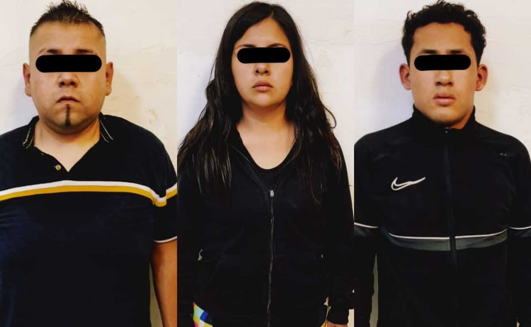 Los detenidos, identificados como Raúl “N”, Jorge “N” y Jaqueline “N”, de 33, 20 y 25 años de edad respectivamente, fueron trasladados a las oficinas de la fiscalía especializada en el robo de vehículos. Foto: Especial