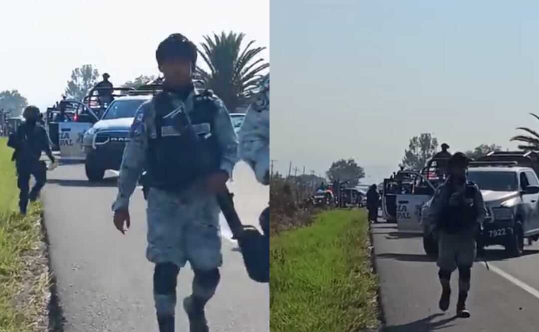 Los elementos de seguridad en la carretera Celaya-Comonfort le dicen a la reportera: "¡Retírate!”, “¡retírate por favor!”, “donde ese video circule…” , “¡lárgate, retírate!” (29/01/2025). Foto: Captura de video