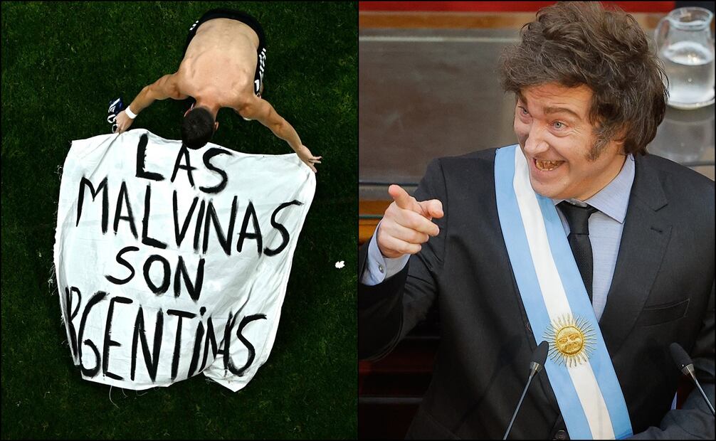 Presidente de Argentina respalda a jugadores de la Albiceleste por el cartel de las Malvinas. FOTOS: AFP / EFE