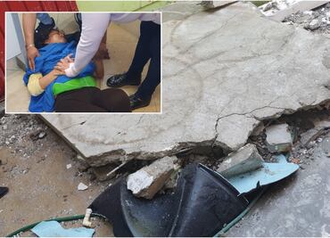 Se rompe techo de un preescolar en Ecatepec y le cae en la cabeza a la conserje