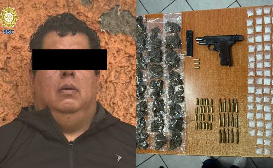 Los policías le indicaron al sujeto mediante comandos de voz, que descendiera de la unidad para realizarle una revisión de seguridad, y le hallaron un arma de fuego corta abastecida con tres cartuchos útiles, 15 cartuchos útiles para armas de fuego largas. Foto: Especial