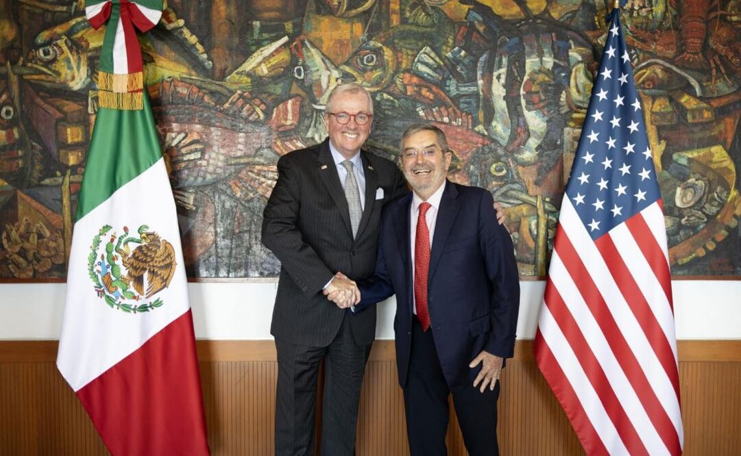 Canciller De la Fuente recibe a gobernador de Nueva Jersey para revisar preparativos del Mundial 2026. Foto: Especial.
