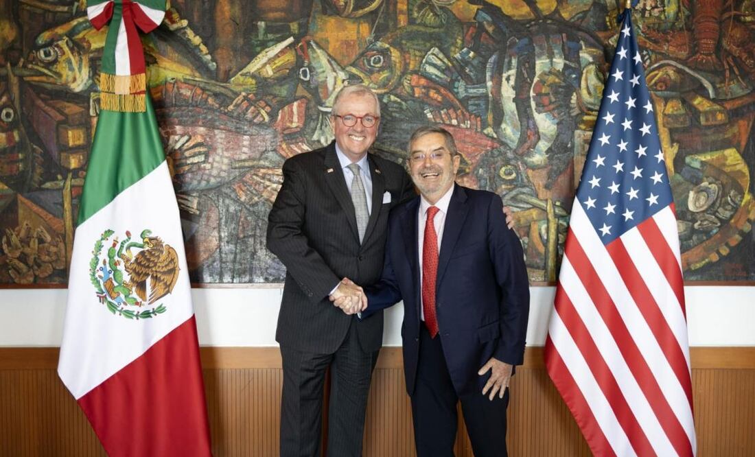 Canciller De la Fuente recibe a gobernador de Nueva Jersey para revisar preparativos del Mundial 2026. Foto: Especial.