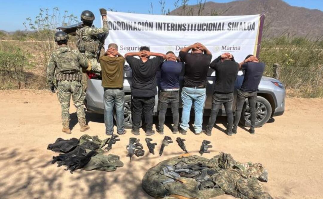Golpe al crimen en Sinaloa; detienen a ocho hombres y rescatan a dos víctimas en operativos federales. Foto: Especial