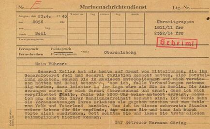 Goering "traicionó" a Hitler con un telegrama