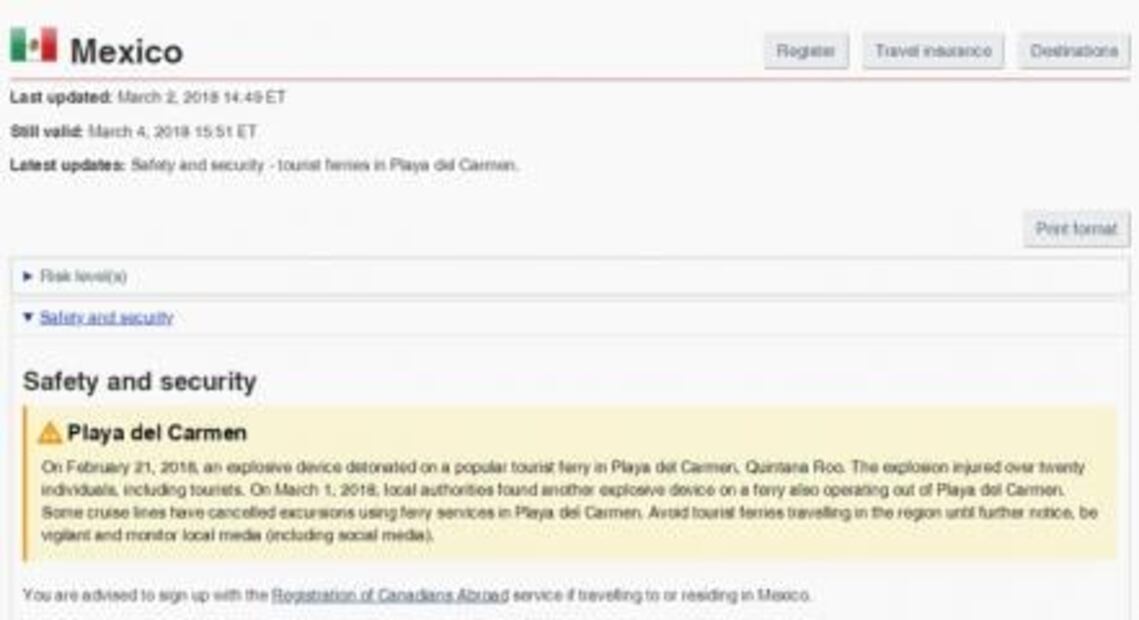 Canadá pide evitar uso de embarcaciones turísticas en Playa del Carmen