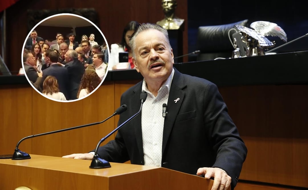 El senador del PAN, Mario Vázquez, acusó que durante una sesión en el Senado, fue agredido tanto verbal como físicamente. Foto: PAN y captura de video