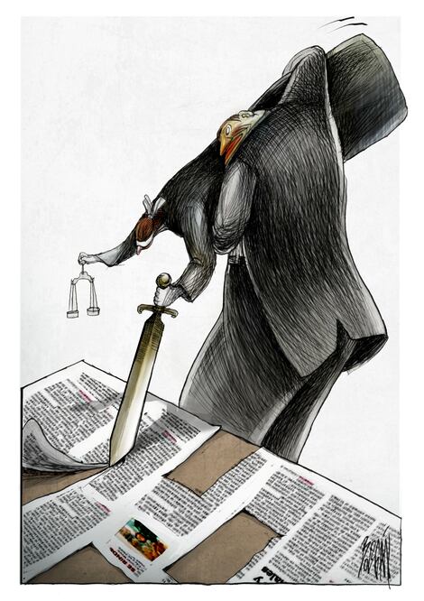 El árbitro de la verdad. Cartón de BOLIGÁN