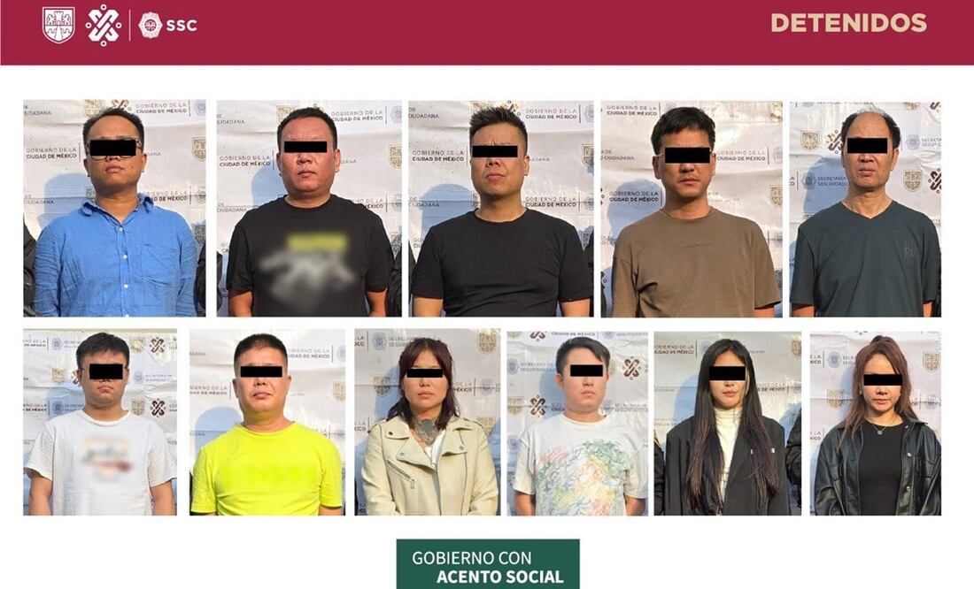 Lo asegurado y las 11 personas chinas detenidas fueron puestos a disposición del agente del Ministerio Público correspondiente. Foto: Especial