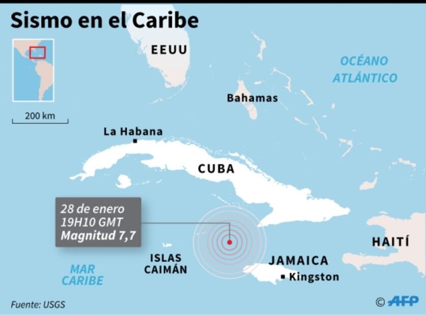 Agencia de EU levanta alerta de tsunami en el Caribe tras sismo de 7.7