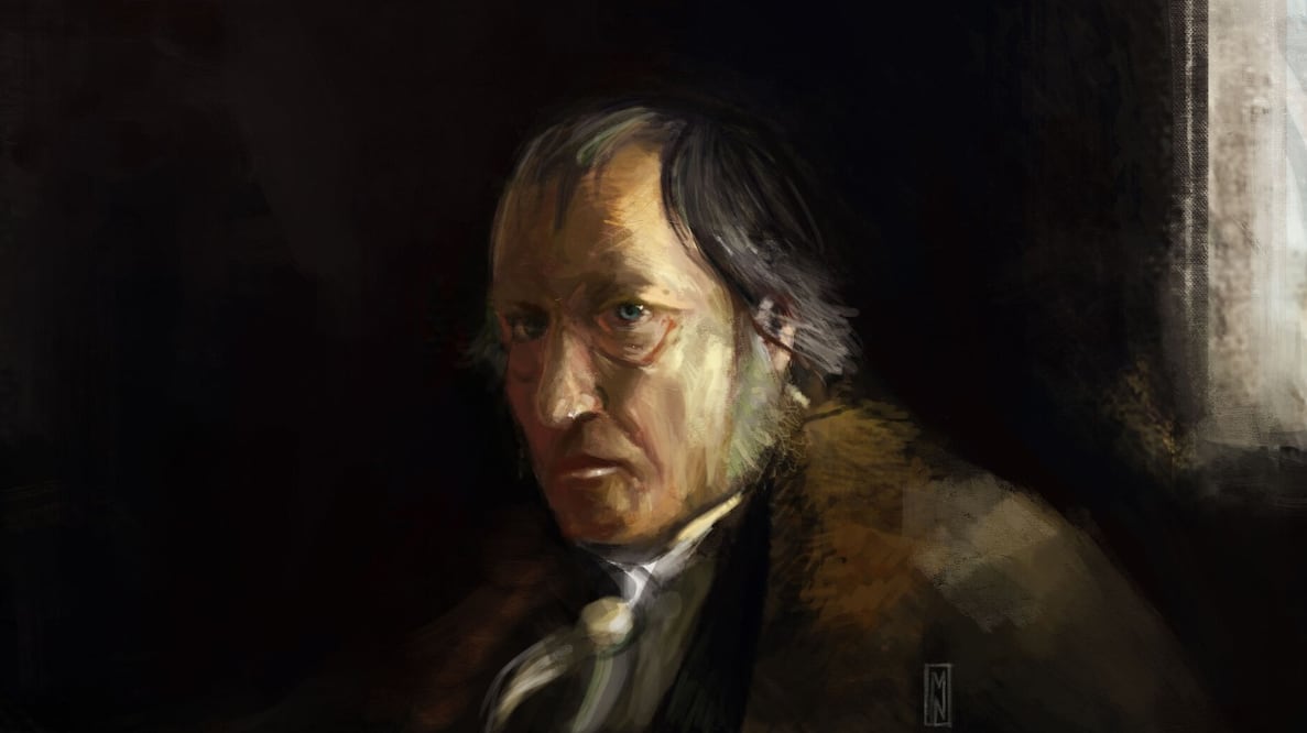 Retrato de Friedrich Hegel por Mitchellnolte. El filósofo alemán sigue siendo una referencia obligada para discutir la relación entre pensamiento, realidad y conocimiento. Crédito: ://www.meer.com/