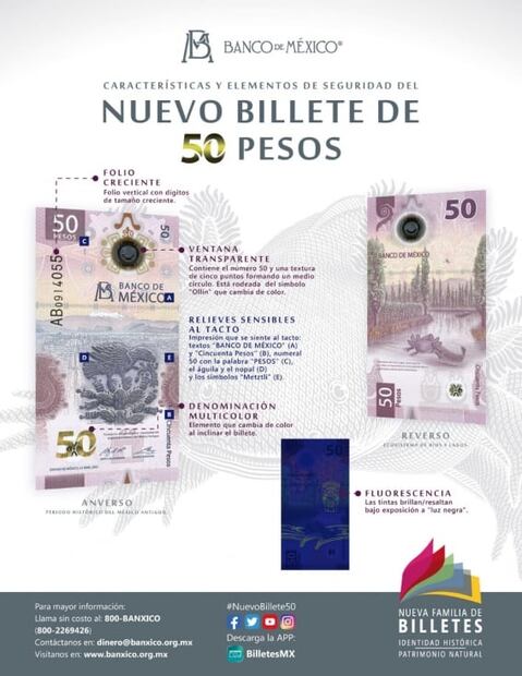 Visita los lugares que muestra el nuevo billete de 50 pesos