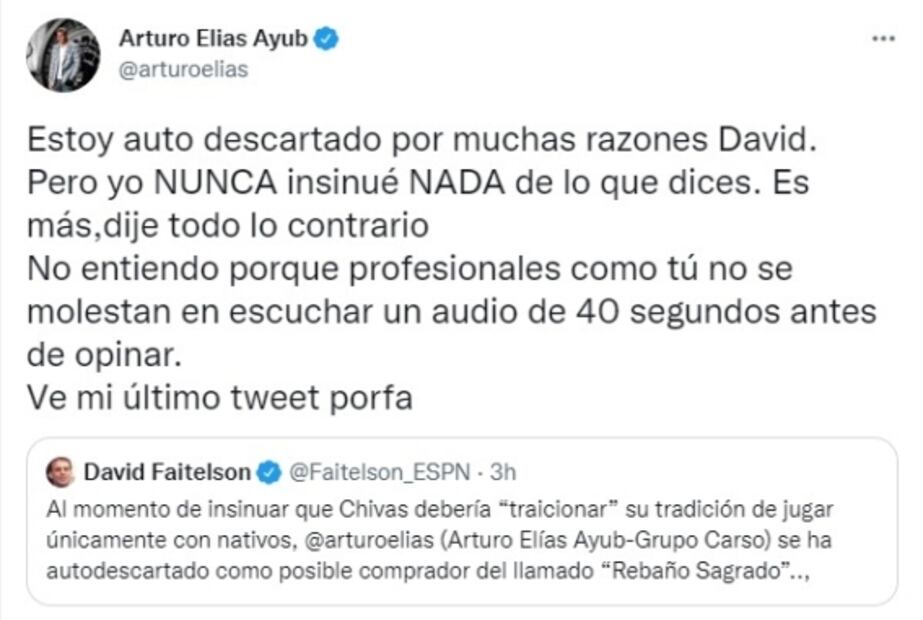 Arturo Elías Ayub deja en ridículo a David Faitelson por supuesta compra de Chivas