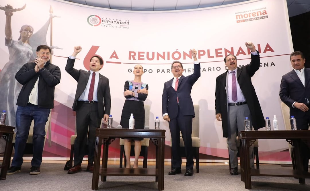 Claudia Sheinbaum en la plenaria de Morena en San Lázaro. Foto: X @NachoMierV