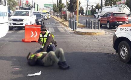 Detienen a motociclista por atropellar a oficial de tránsito en Tecámac
